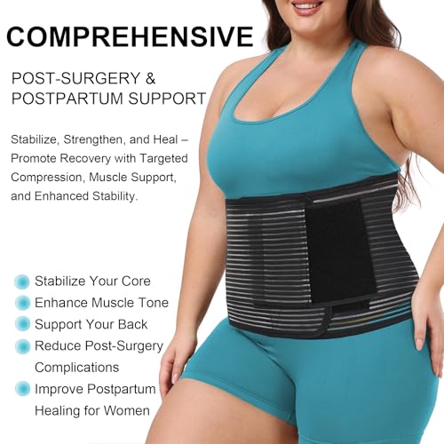 MAMODY Abdominal Binder Post Surgery Plus Size | Postpartum Belly Band Wrap | Post C Section Belly Binder | Stomach Compression Hernia Belt For Men or Women Hernia Surgery, Natural Birth, Abdominal Injuries,Hysterectomy (4XL) - Image 3