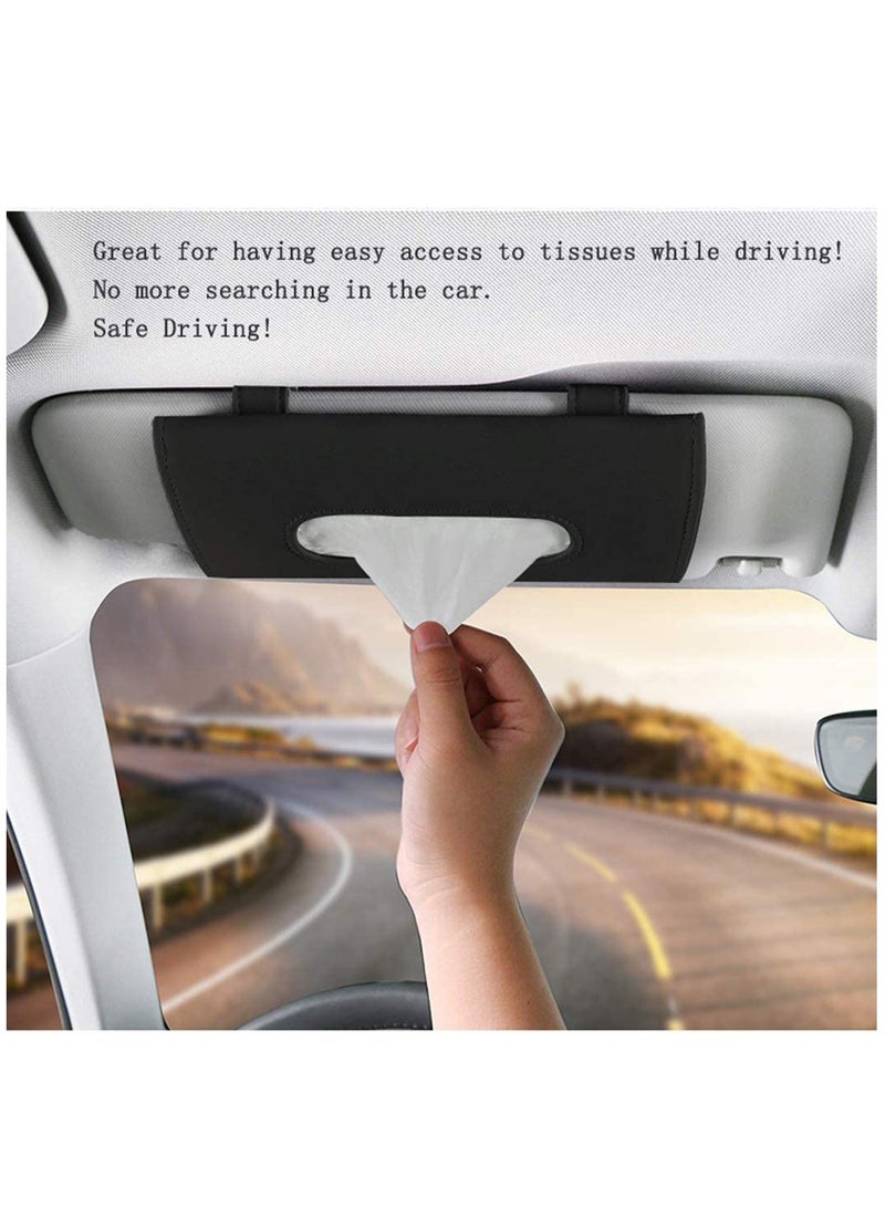 KASTWAVE Car Visor Tissue Holder Black Beige Paper Dispenser PU Leather Napkin Cover Vehicle Accessories Pocket Organizer Pouch Hanging Box Durable Storage  - Image 4