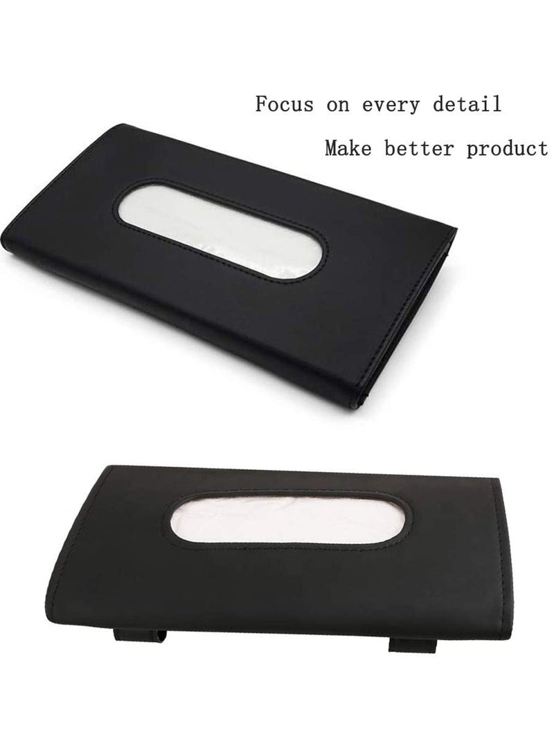KASTWAVE Car Visor Tissue Holder Black Beige Paper Dispenser PU Leather Napkin Cover Vehicle Accessories Pocket Organizer Pouch Hanging Box Durable Storage  - Image 2