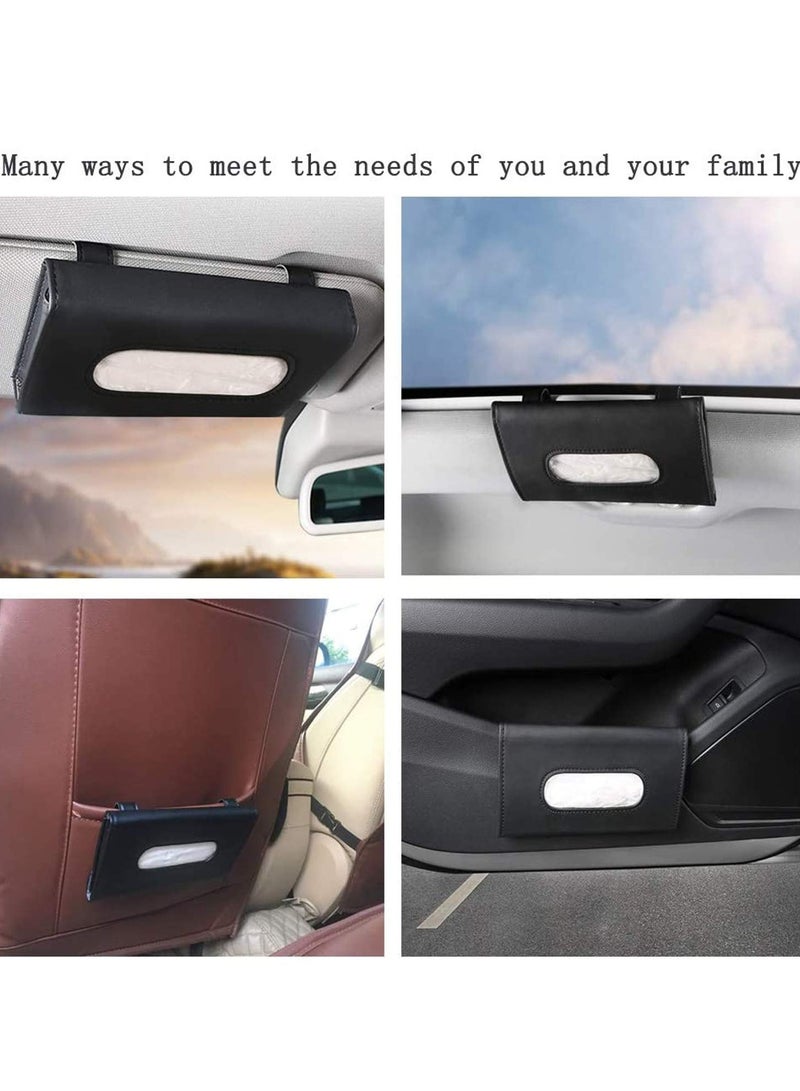 KASTWAVE Car Visor Tissue Holder Black Beige Paper Dispenser PU Leather Napkin Cover Vehicle Accessories Pocket Organizer Pouch Hanging Box Durable Storage  - Image 5