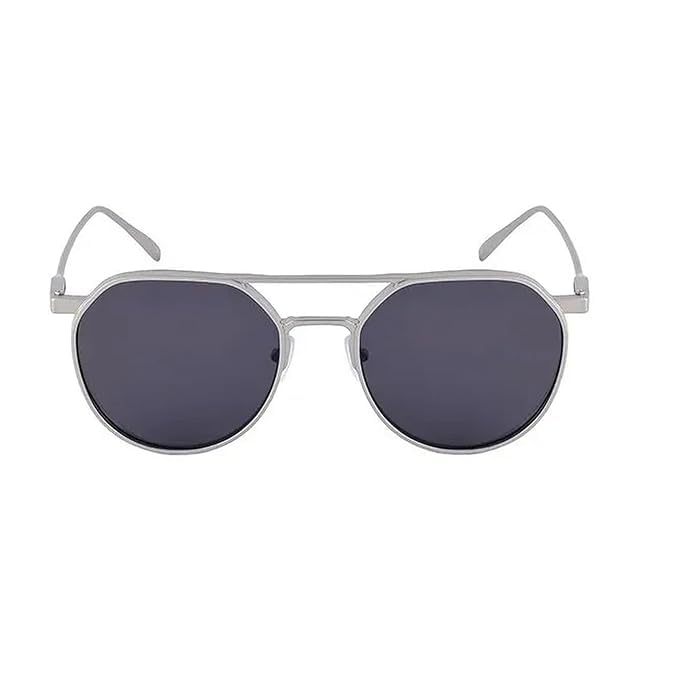 mashamart MashMart ® Geometric Square Aviator Sunglasses, Metal Frame, Black,Gold Big Lens (Silver, Black) - Image 2