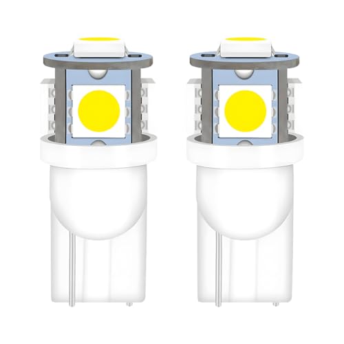 ZIMISI 194 LED Light Bulbs 5SMD 5050 Chips Tag Lights 12V 6000K White Wedge Base Bulb 168 T10 2825 LED Replacement Bulbs for Car Interior Dome Map Door Courtesy License Plate Lights Lamp 2PCS - Image 1