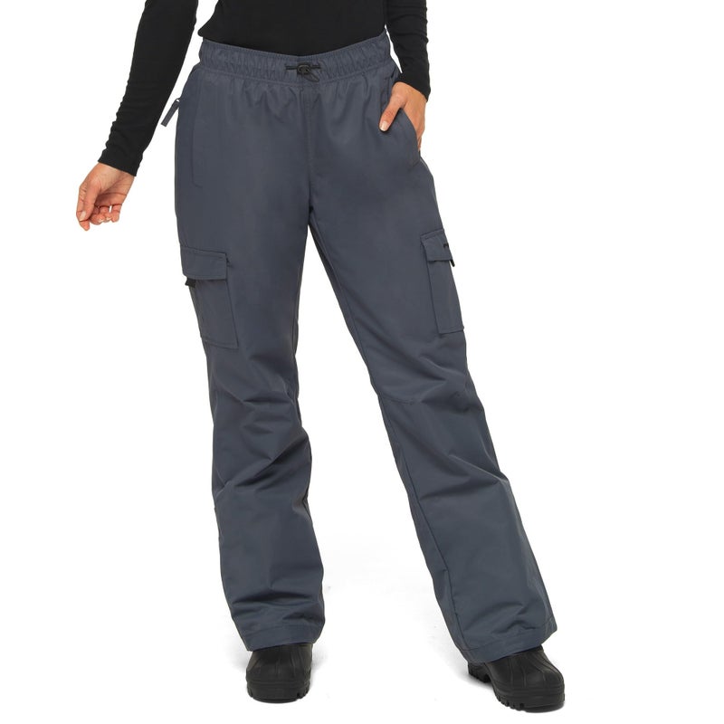 Arctix Women's Lumi Pull Over Fleece Lined Cargo Snow Pants, Steel, Small - Image 1