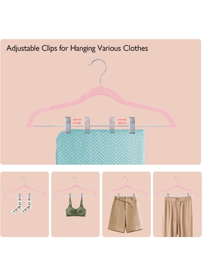 ManGotree Velvet Skirt Hangers With Movable Clips, Non-Slip Felt Pants Hangers, Space-Saving Clothes Hangers For Coats, Shirts, Trousers, Dresses, Skirts - Image 3