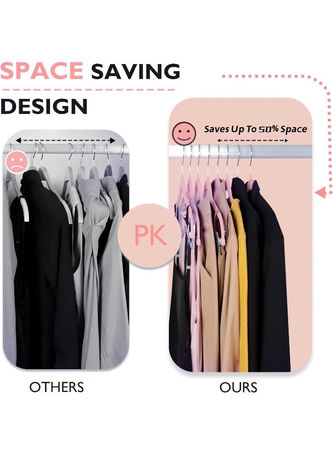 ManGotree Velvet Skirt Hangers With Movable Clips, Non-Slip Felt Pants Hangers, Space-Saving Clothes Hangers For Coats, Shirts, Trousers, Dresses, Skirts - Image 5