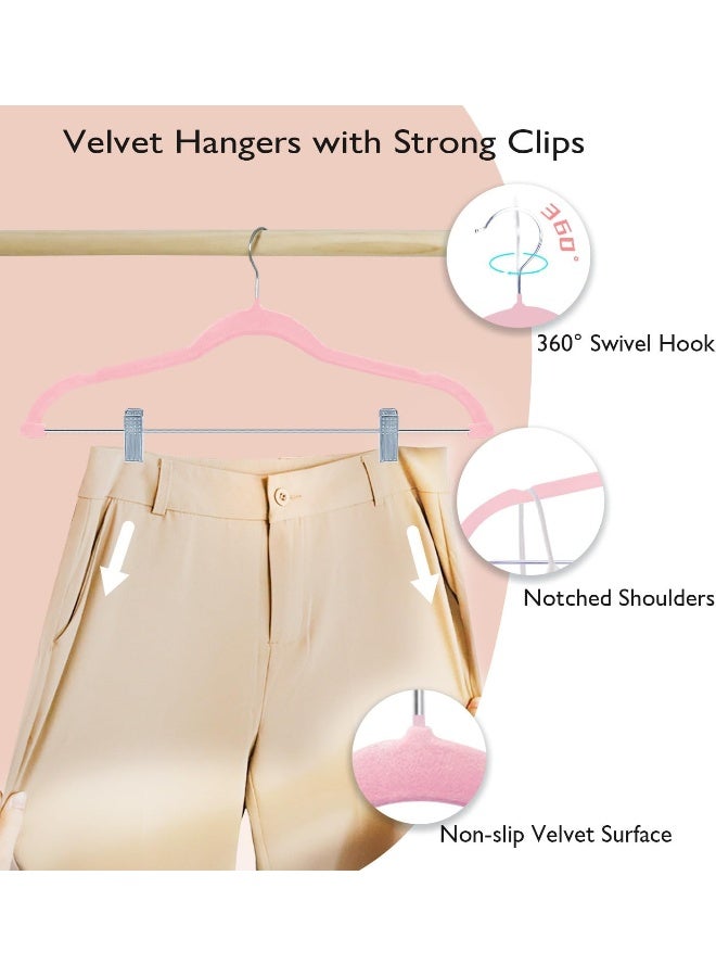 ManGotree Velvet Skirt Hangers With Movable Clips, Non-Slip Felt Pants Hangers, Space-Saving Clothes Hangers For Coats, Shirts, Trousers, Dresses, Skirts - Image 4