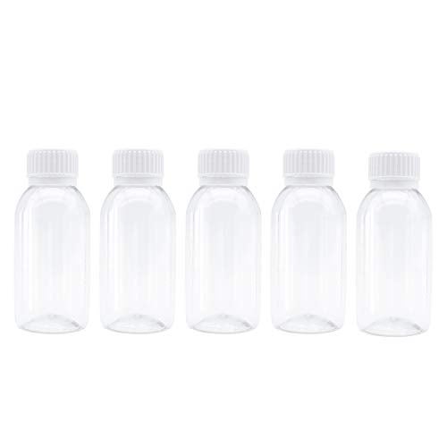 TRENDBOX Pack of 5-100ml Clear Empty PET Mini Storage 100ml/100g/100cc Bottles Hard Plastic Durable Turn Screw Cover Cap Round Filling Liquid Rhinestones Water Container - Image 1