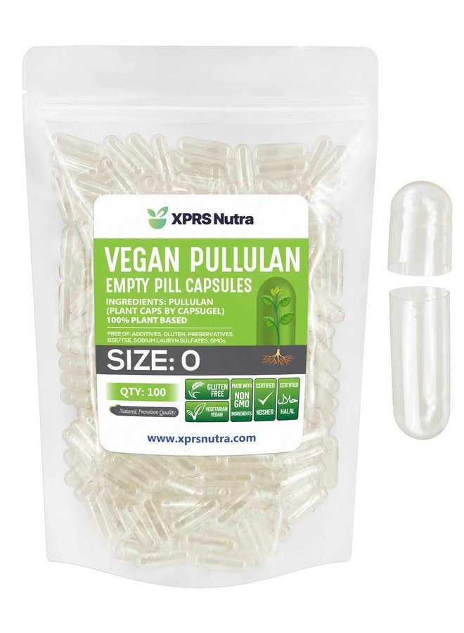 XPRS Nutra Size 0 Pullulan Empty Capsules - 100 Count Clean Label Plantcaps Clear Empty Vegan Capsules - Premium Vegetarian Pills - Do-It-Yourself Vegetable Capsule Filling - Image 1