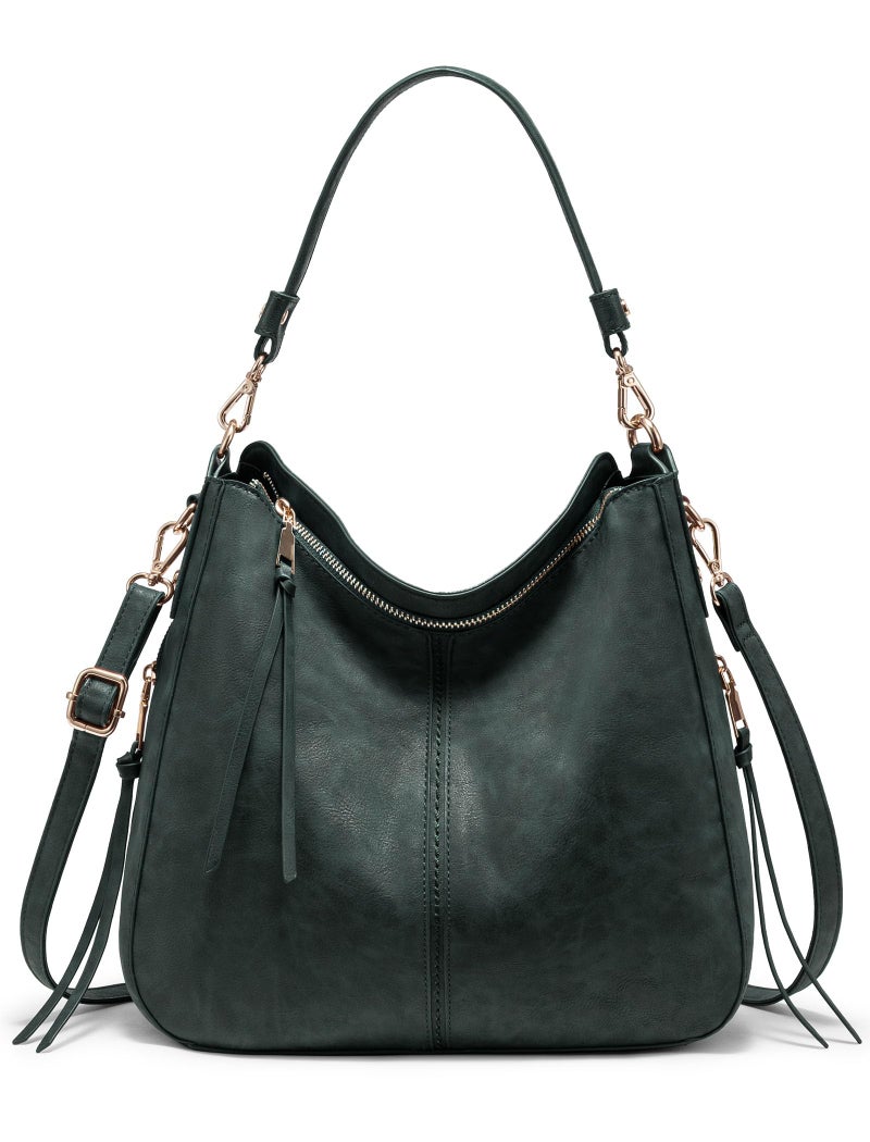 Realer Handbags for Women Hobo Bag Medium Ladies Crossbody Shoulder Bag Faux Leather,Green - Image 1