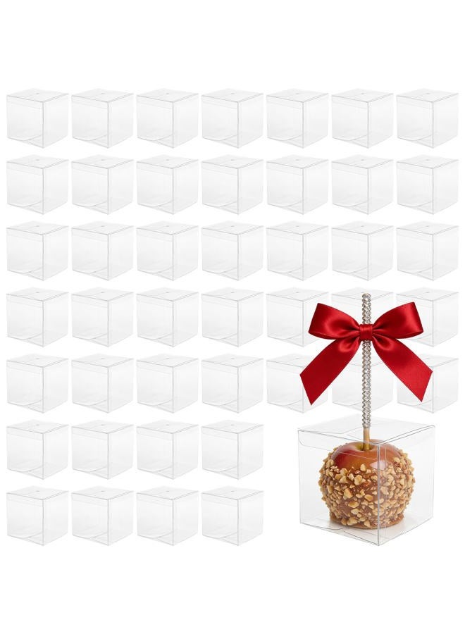 Yesland 35 PCS Candy Apple Box With Hole Top, Clear PET Gift Boxes for Caramel Apples, Ornament, Treats & Party Favors for Wedding, Party or Baby Shower - 4" x 4" x 4" - Image 1