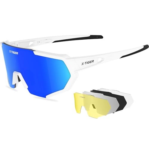 Xtiger X-TIGER Polarized Sports Sunglasses with 5 Interchangeable Lenses,Mens Womens Cycling Bike Glasses,Baseball Running Fishing Golf Driving Sunglasses - Image 1