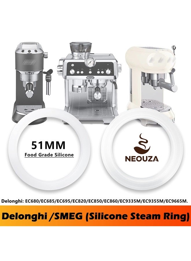 NEOUZA 51mm Brewing Group Head Silicone Gasket 2Pcs Compatible with Delonghi Dedica EC680/EC685/820/850/860 Smeg ECF01 - Image 2