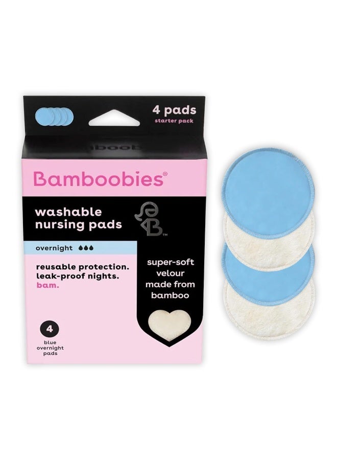 Bamboobies Overnight Nursing Pads, Ultra-Soft Velour, Reusable and Washable for Nightly Use, Leak-Proof Pads for Breastfeeding, 4 Pads - Image 1