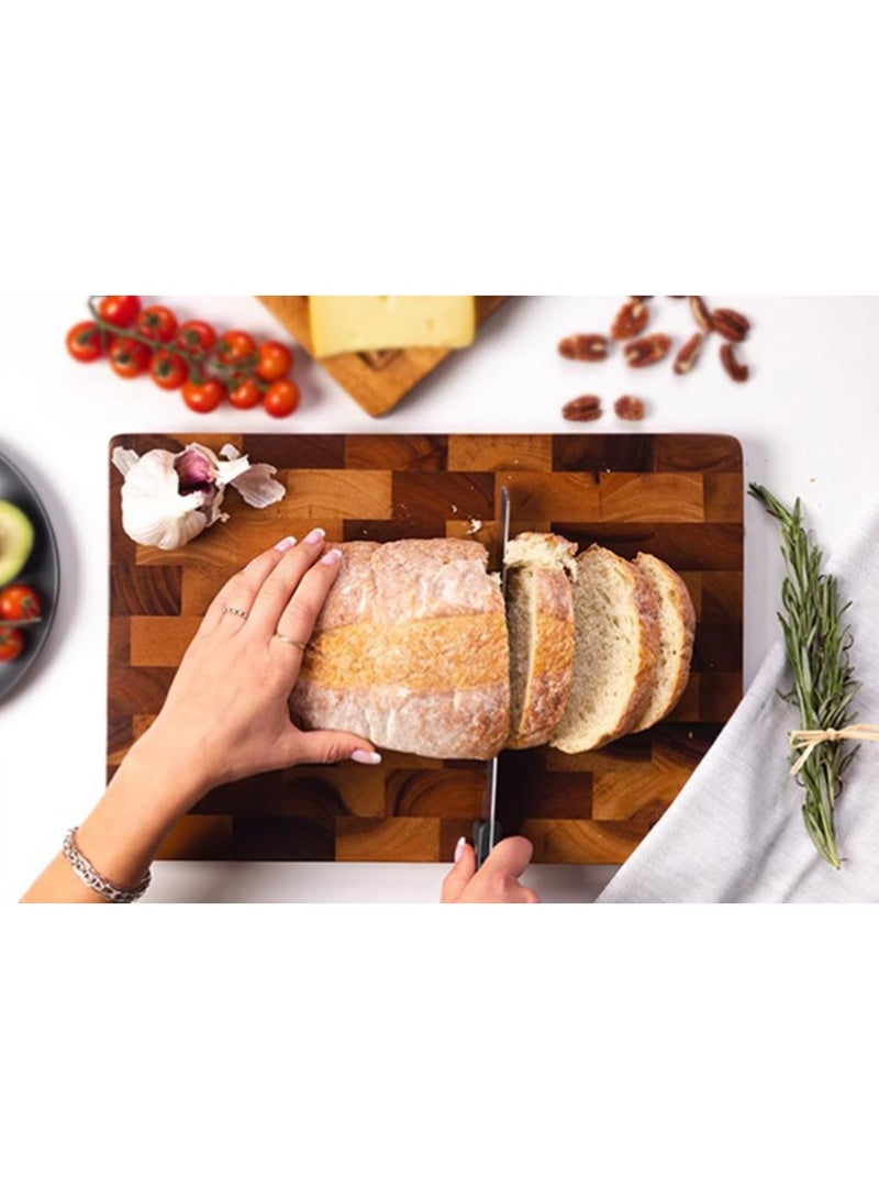 Acacia Wood Cutting Board, Checkerboard Pattern, 15" x 8.66" x 0.7", Mould-Proof Kitchen Chopping Board - Image 3