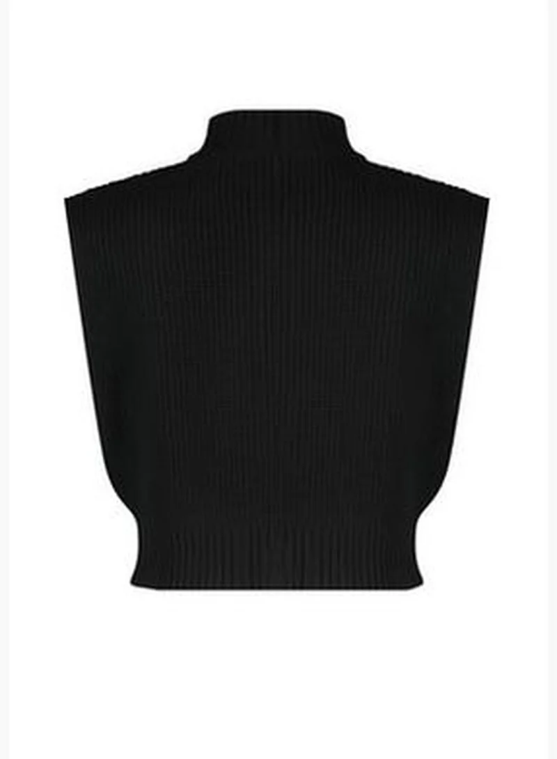 trendyol Black Crop Zippered Basic Knitwear Cardigan TWOAW23HI0015