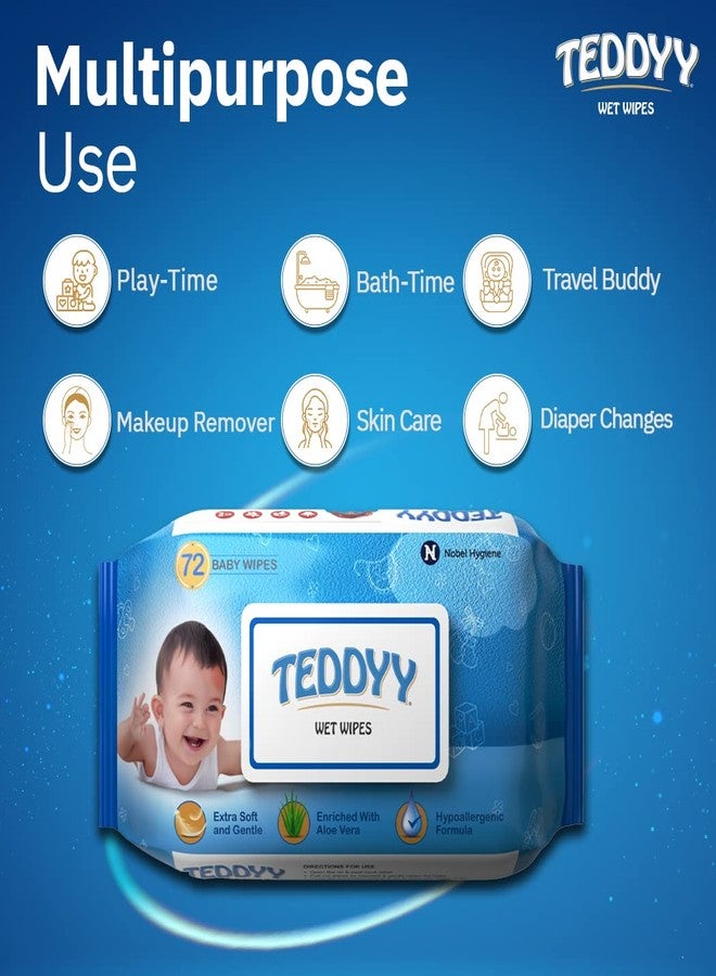 Teddyy Soft Cleansing Baby Wet Wipes with Lid | 144 Wipes | Special Germ Protection | Anti - Rash | Enriched With Aloe Vera and Vitamin E | 72 Wipes x 2 Packs - Image 5