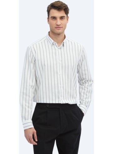 Kip Brown Striped Regular Fit Woven Casual 100% Cotton Shirt  - Image 1