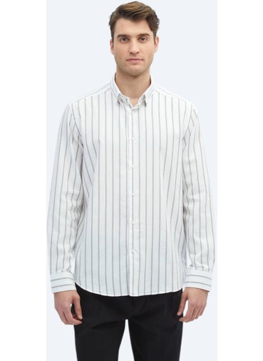 Kip Brown Striped Regular Fit Woven Casual 100% Cotton Shirt  - Image 3