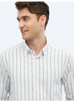 Kip Brown Striped Regular Fit Woven Casual 100% Cotton Shirt  - Image 4