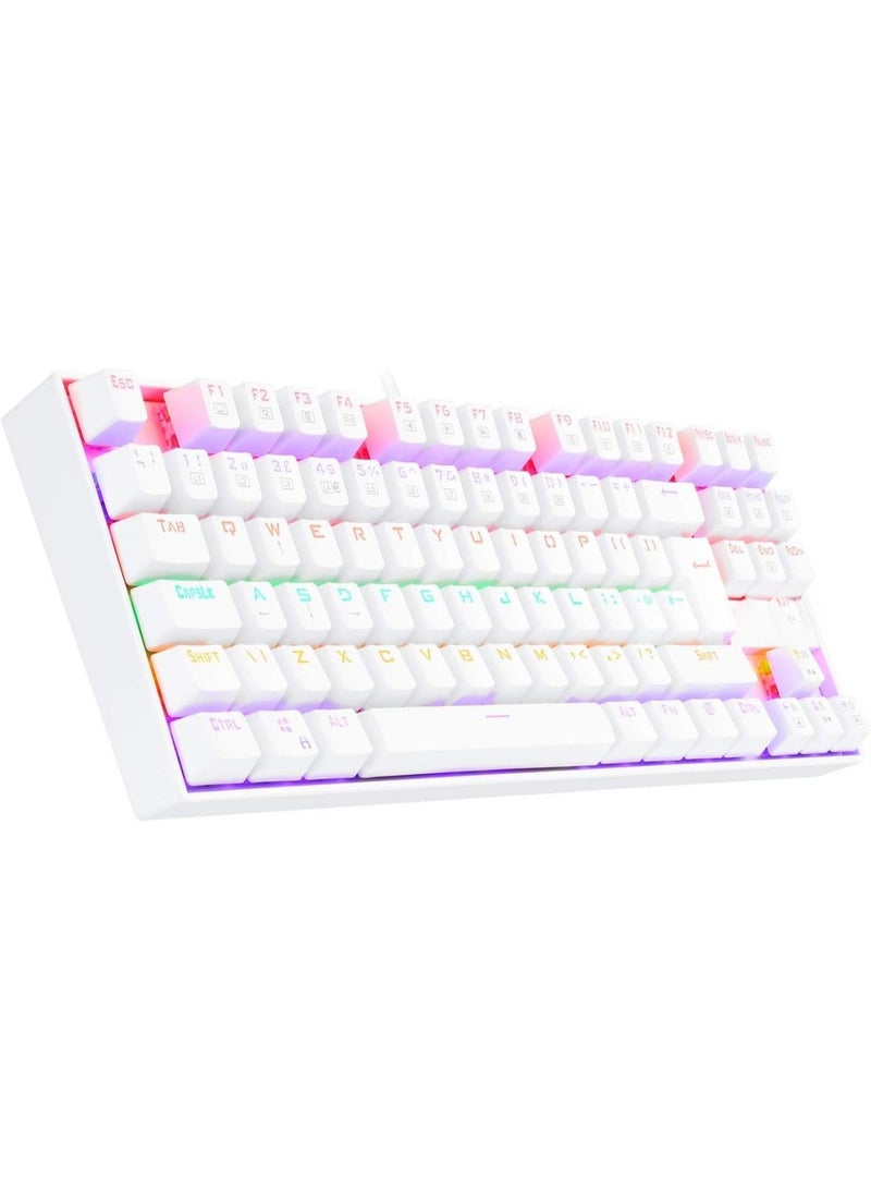 K552 60% Mechanical Gaming Keyboard – LED Rainbow Backlit, Red Switches, Wired USB, UK QWERTY Layout – Compact Keyboard for Windows Gaming PC (White) - Image 1