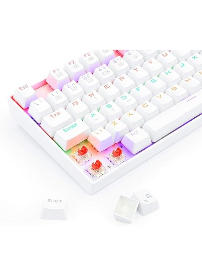 K552 60% Mechanical Gaming Keyboard – LED Rainbow Backlit, Red Switches, Wired USB, UK QWERTY Layout – Compact Keyboard for Windows Gaming PC (White) - Image 4
