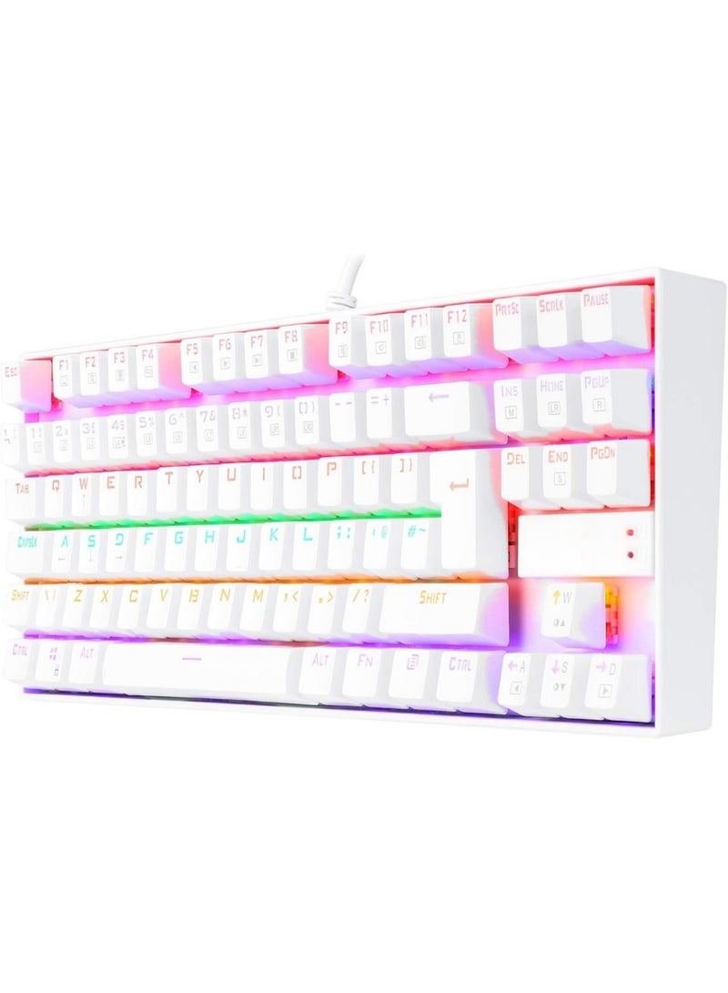 K552 60% Mechanical Gaming Keyboard – LED Rainbow Backlit, Red Switches, Wired USB, UK QWERTY Layout – Compact Keyboard for Windows Gaming PC (White) - Image 2