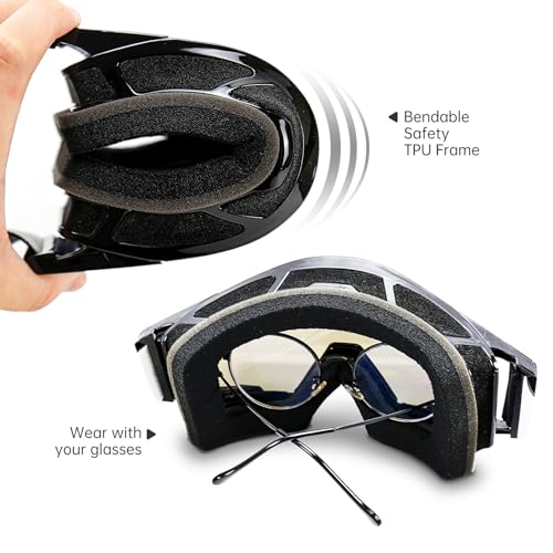 NENKI Dirt Bike Goggles with Nose Cover - Motocross & Off Road Goggles for Unisex Adults (Black Frame & Silver Lens) - Image 5