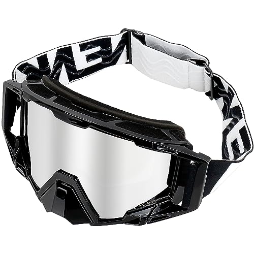 NENKI Dirt Bike Goggles with Nose Cover - Motocross & Off Road Goggles for Unisex Adults (Black Frame & Silver Lens) - Image 1