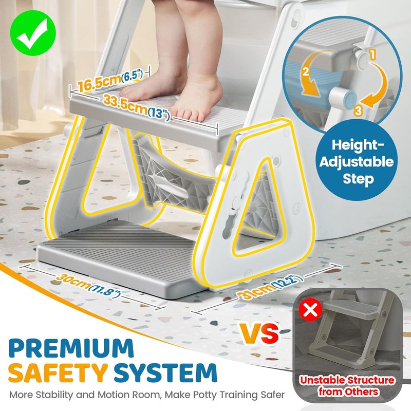 Orzbow 2-IN-1 Potty Training Toilet Seat with Step Stool - Image 2