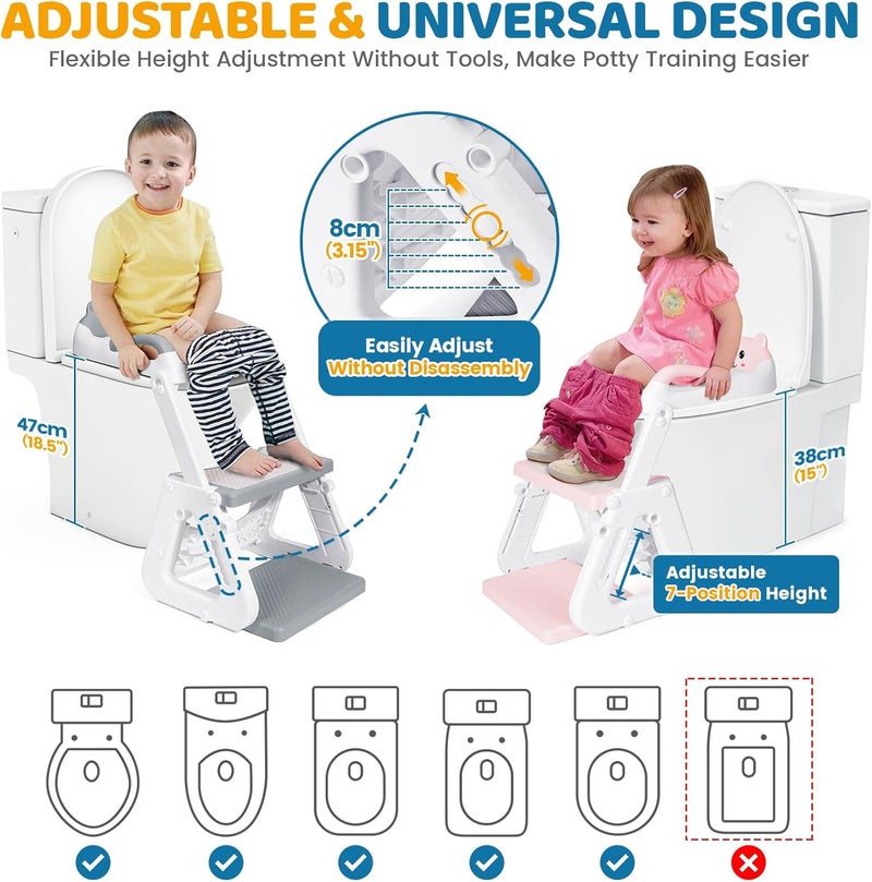 Orzbow 2-IN-1 Potty Training Toilet Seat with Step Stool - Image 3