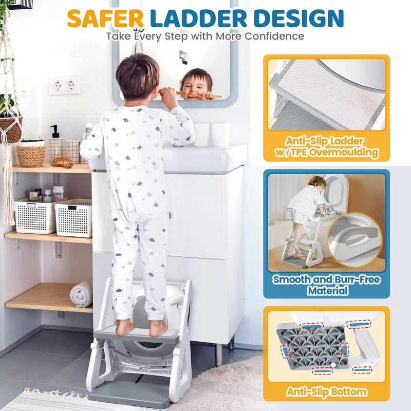 Orzbow 2-IN-1 Potty Training Toilet Seat with Step Stool - Image 5