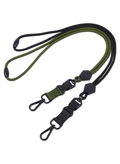 2 Pack Of 23 Inch Durable Round Cord Heavy Duty Lanyard With Safety Breakaway Buckle Detachable Buckle And Metal Hook For Id Card Badge Holder And Keys Black And Army Green