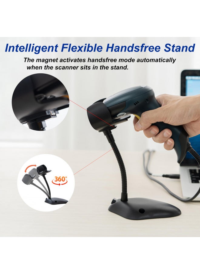 TEEMI - TEEMI 2D QR Barcode Scanner, USB Wired Virtual COM Port Handheld Omnidirectional Scanning, Digital Coupon Screen Code Driver License Scan for Mac OS and Android with OTG Adapter, Window PC, Linux - Image 1