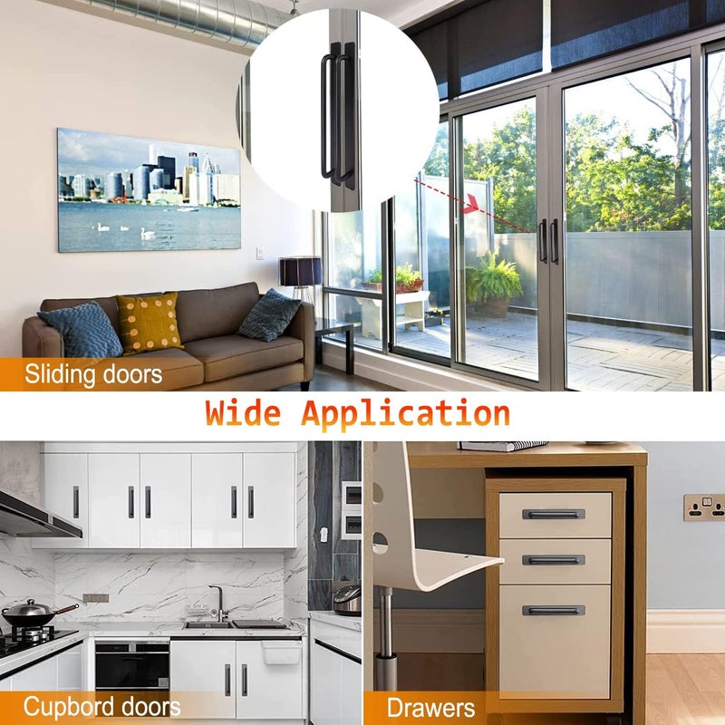 Young Dance Self-Stick Instant Cabinet Drawer Handles Pulls - 2pcs Aluminum Alloy Drawers Push Pull Handles Helper with Adhesive Door Handle for Kitchen Cabinet Drawer Window Sliding Closet (5.83", Black) - Image 4