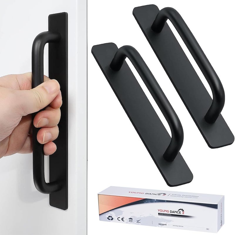 Young Dance Self-Stick Instant Cabinet Drawer Handles Pulls - 2pcs Aluminum Alloy Drawers Push Pull Handles Helper with Adhesive Door Handle for Kitchen Cabinet Drawer Window Sliding Closet (5.83", Black) - Image 1
