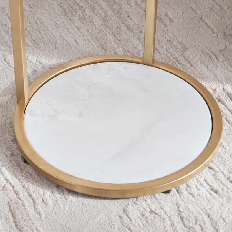 Pan Home ARTUR DRINK TABLE MARBLE - WHITE & GOLD - Image 3