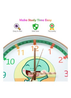 KASTWAVE Learning Clock for Kids, Telling Time Teaching Clock, Kids Room Wall Clocks, Silent Non Ticking Learn to Tell Time Clock, Colorful Wall Clock for Kids Room, Bedrooms, Playroom, School (Dinosaur)  - Image 4