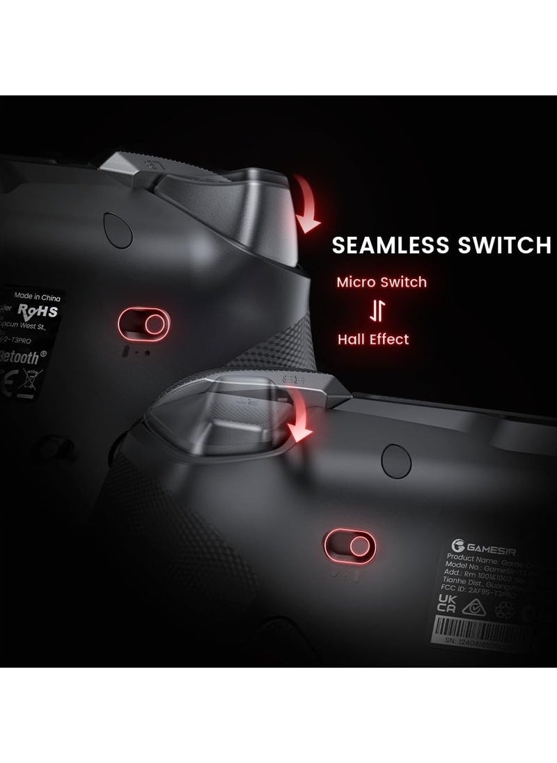 Classic Gamepad GameSir Tarantula Pro Wireless Controller Switchable Face Buttons & Mag-Res TMR Joysticks, 9 Mappable Buttons, Multi-Platform Controller for PC/Switch/iOS/Android, RGB Lighting,1200mAh