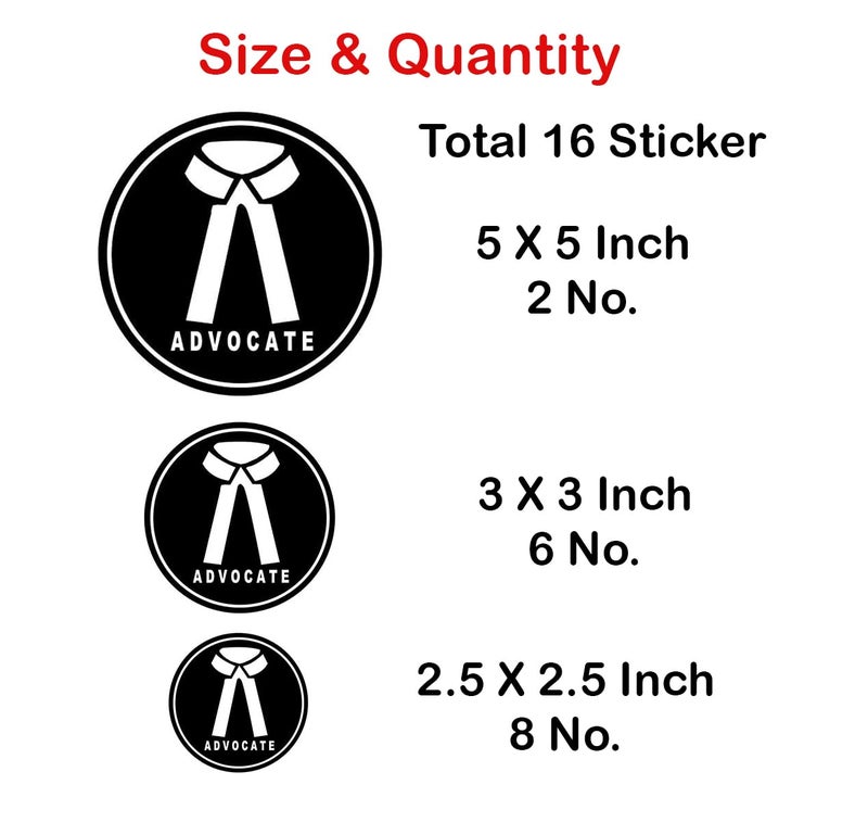 Deep Print Mart Advocate Sticker (Pack of 16) for Car & Bike - Vinyl, Waterproof, Self-Adhesive Sticker Compatible with All Plain Surfaces - Image 2