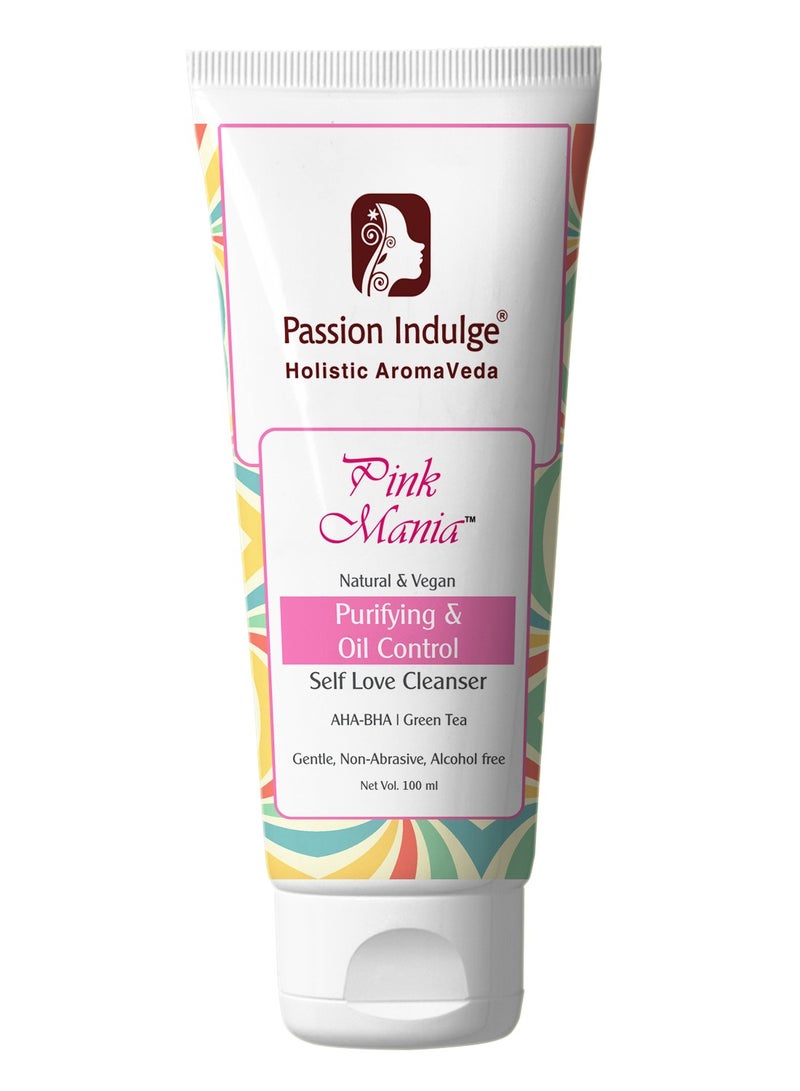 Passion Indulge Pink Mania AHA BHA Purifying & Oil Control Face Cleanser With Turmeric & Green Tea | Acne Removal - Image 1