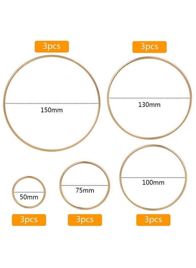 Nydotd 125Pcs Dream Catcher Making Kit 15 Pcs Metal Rings Hoops Macrame Ring In 5 Size Gold 100Pcs 6 Styled Feathers 10 Pcs 3 Mm Faux Suede Cord For Dream Catcher Crafts Birthday Party - Image 2