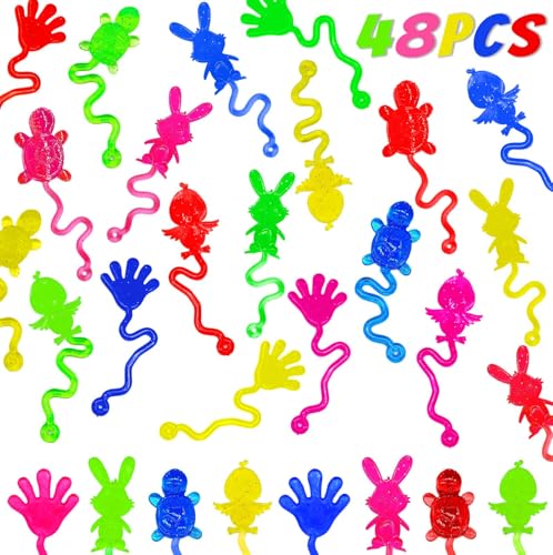 Voiiake Easter Egg Fillers Basket Stuffer Essentials 48Pcs Mini Sticky Toys Hands for Kids Teens Boys Girls Bulk Party Favors Supplies Treasure Box Toys for Classroom Egg Hunt Party Supplies - Image 1