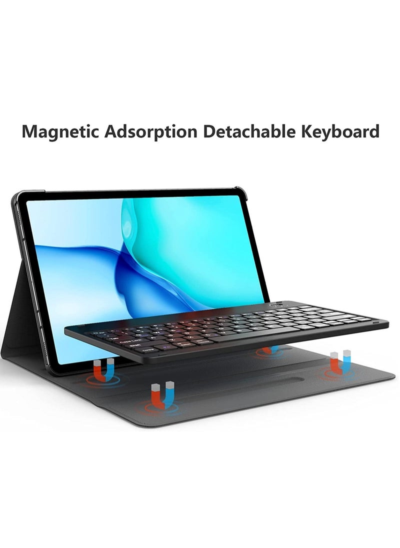ELTRAZONE Galaxy Tab S8 Plus/ S7 Plus Keyboard Case, Wireless Detachable, PU Leather Stand Cover, Micro USB Rechargeable, Keyboard Case for Samsung Galaxy Tab S8+ 2022, S7+ 2020 12.4", Black  - Image 3