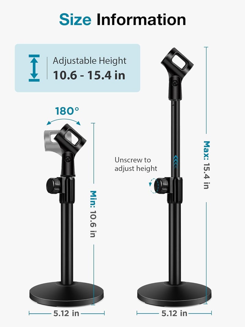 InnoGear حامل ميكروفون مكتبي، حامل ميكروفون طاولة قابل للتعديل مع مشبك ميكروفون وبرغي 5/8" ذكر إلى 3/8" أنثى لميكروفونات بلو يتي سنوبول سبارك وغيرها من الميكروفونات - Image 2