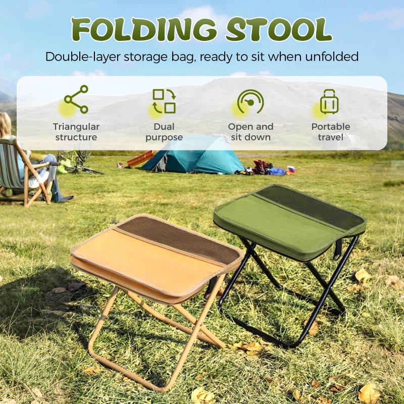 hoehew Portable Stool for Mountaineering and Hiking, 2025 New Lightweight Foldable Stool with Carrying Bag, Outdoor Footstool for Picnic Hiking Fishing (Black, Large) - Image 2