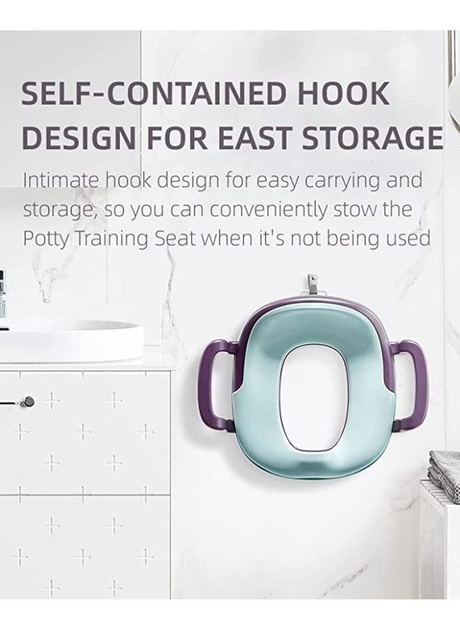Be a better mom - Potty Training Seat with Handles for Boys & Girls Fits Most Toilets Square Toilet Non-Slip Lock Design Potty Training Seat with Splash Guard for Baby Toddler Ages 1-7 Blue - Image 1