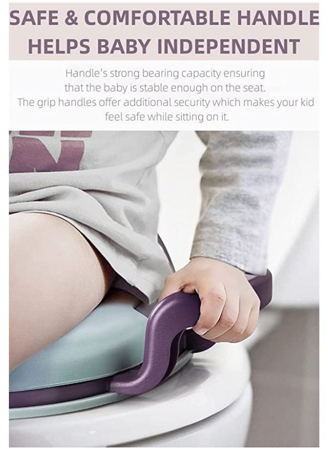 Be a better mom - Potty Training Seat with Handles for Boys & Girls Fits Most Toilets Square Toilet Non-Slip Lock Design Potty Training Seat with Splash Guard for Baby Toddler Ages 1-7 Blue - Image 1