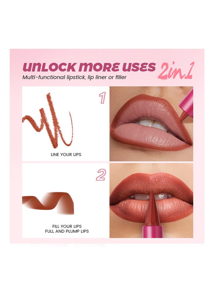 pudaier Feel It Lipstick-Pencil Matte Waterproof Long Lasting Lipstick Lips Contour Makeup Lip Liner Lipsticks, One Stroke Define Lip Liner Non Drying,Easy Color Lip Liner Lipstick #02 Naked Nut - Image 5