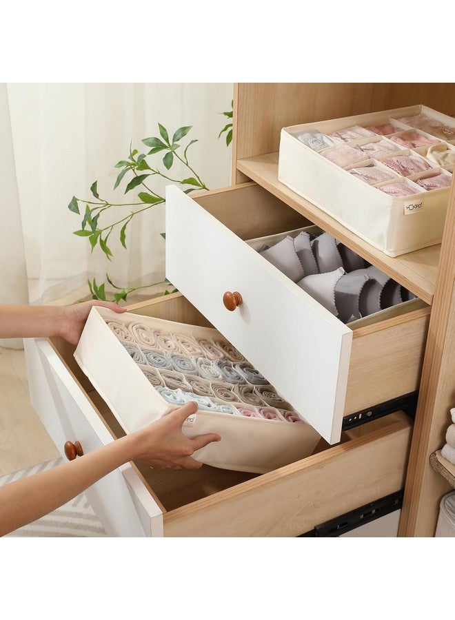 HOKIPO HOKIPO Undergarment Organizer Storage Box for Drawers Bra Panty Socks Tie Lingerie Organizer for Wardrobe, 24 Grid, Pack of 2, Beige (AR-4853-BGE*2)  - Image 5
