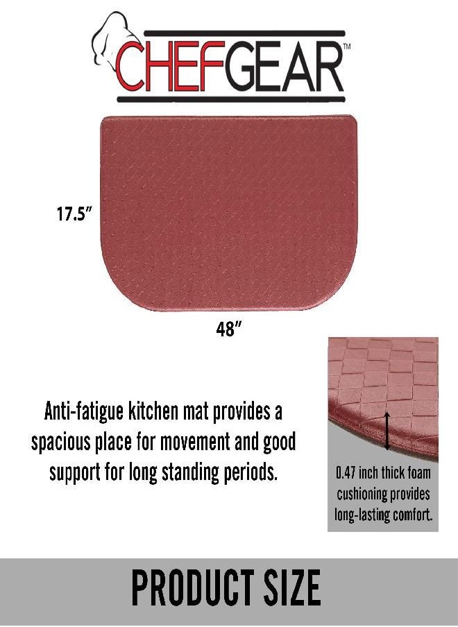 Chef Gear - Chef Gear Anti Fatigue Kitchen Mat (17.5" x 48", Red Wedge) Half Circle Basketweave Design, Non-Slip Cushioned Comfort Chef Mat, Standing Desk Mat/Rug for Relief & Support - Image 1